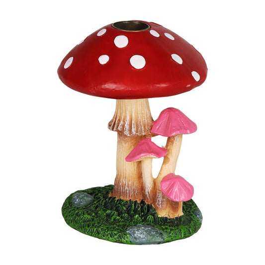 Sprouting Shrooms Backflow Polyresin Incense Burner - 4.25" - Discreet Smoker