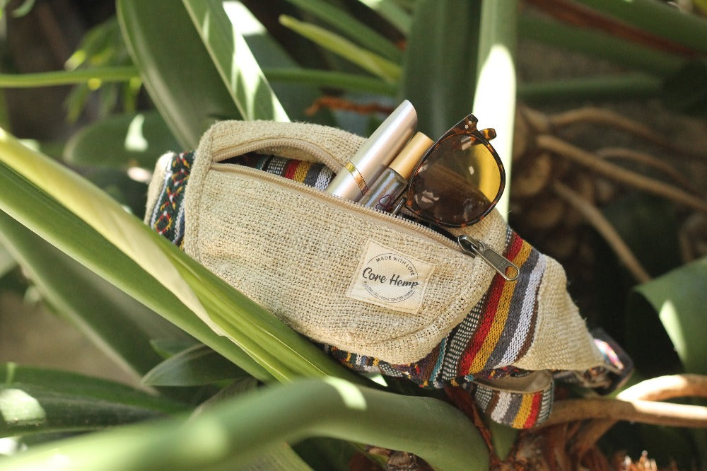 boho beige fanny pack in forest