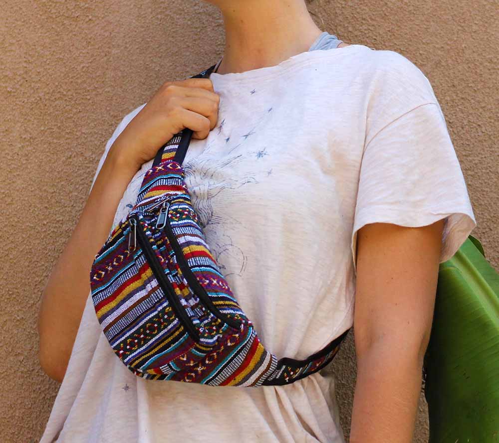 boho fanny pack over shoulder
