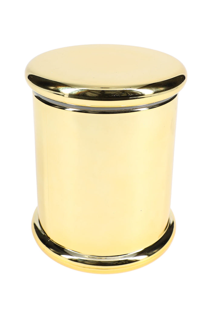 Large Colored Glass Jar – 4″ H × 3½″, Gold