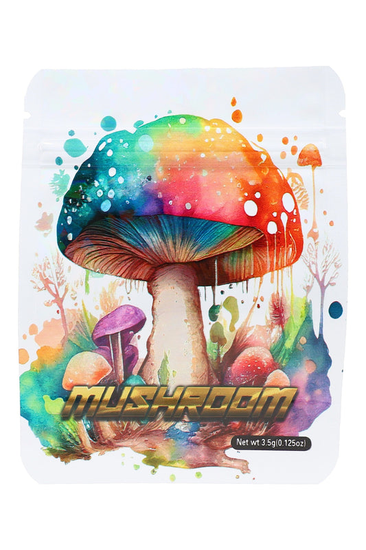 Mylar ⅛ oz Bags – Mushroom Designs – 50 Pack – Choose Style - Discreet Smoker