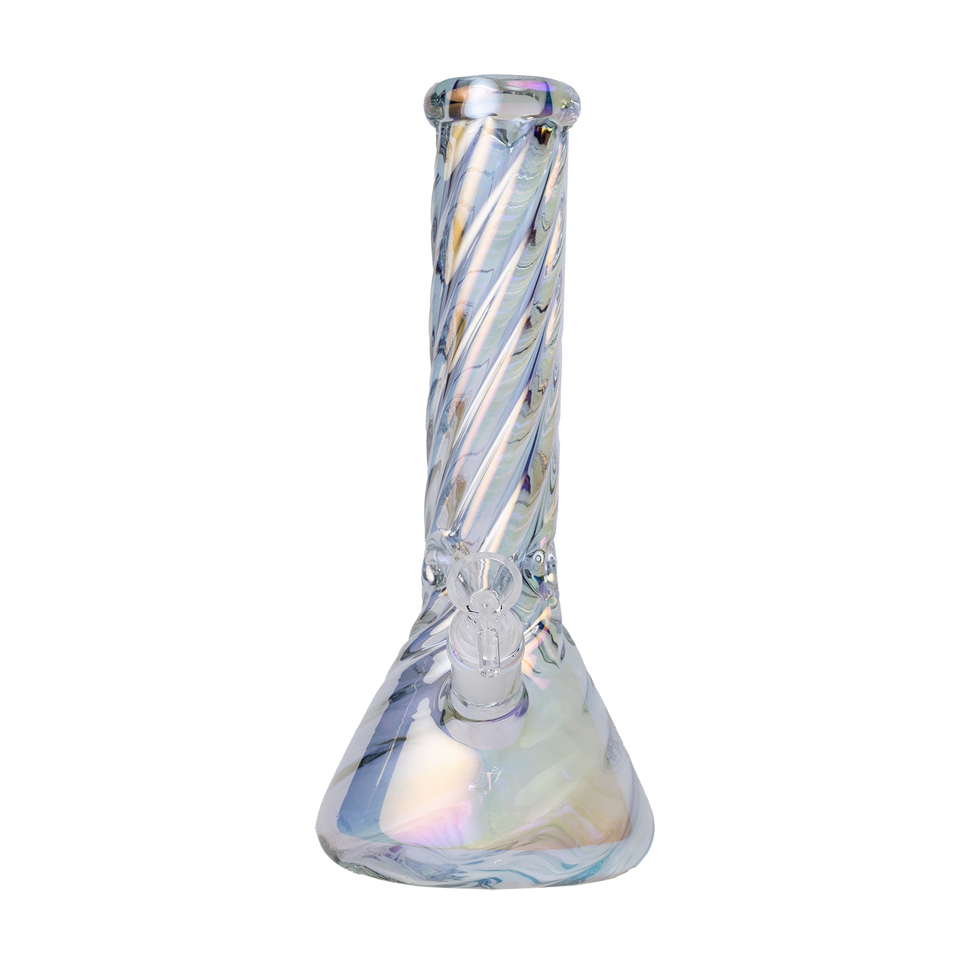 Human Grade Twisted Iridescent Beaker Water Pipe - Discreet Smoker