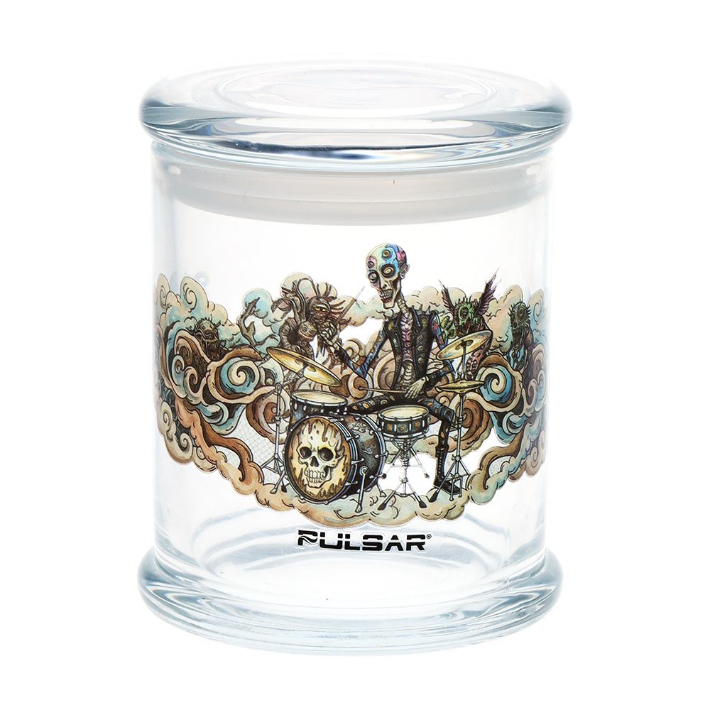 Pulsar Pop Top Glass Jar | Large | 4.5" x 3.9" - Discreet Smoker