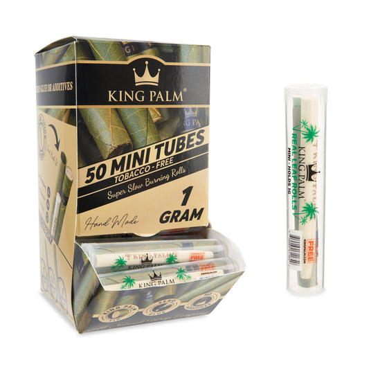 King Palm Single Leaf Tubes 50ct Dispenser – Mini Size - Discreet Smoker