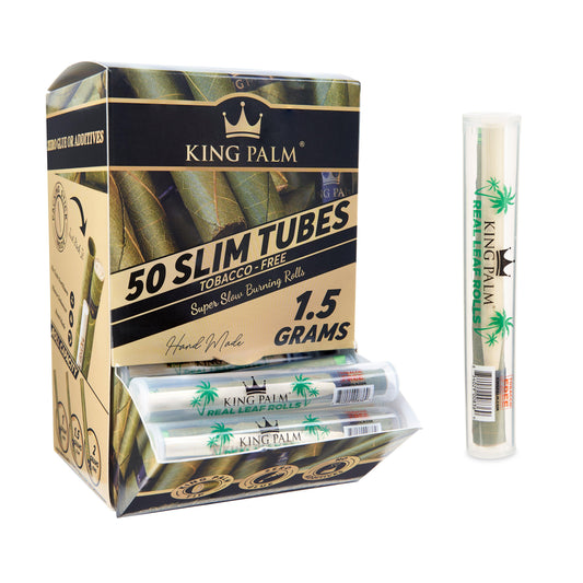 King Palm Single Leaf Tubes 50ct Dispenser – Slim Size - Discreet Smoker
