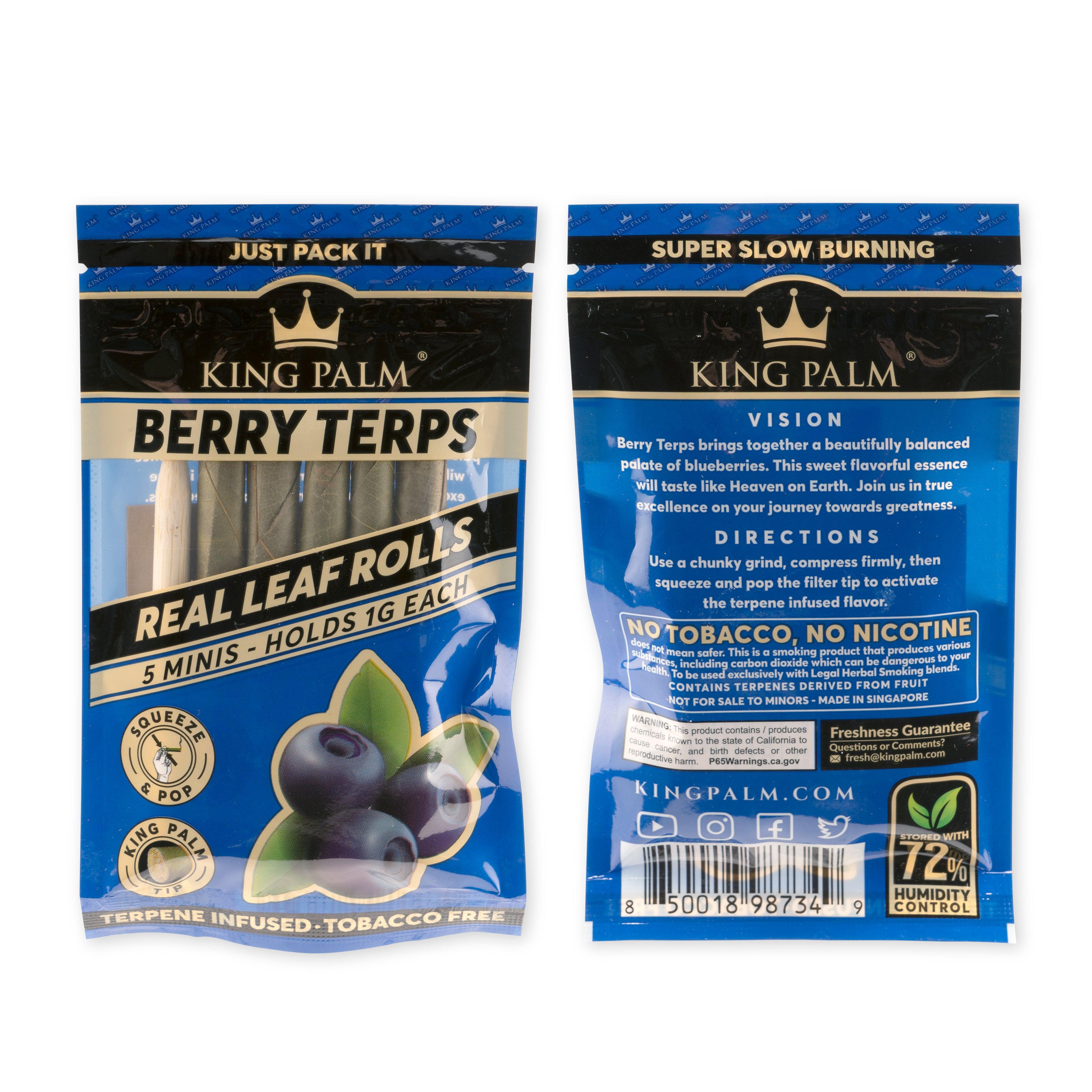 King Palm Berry Terps Mini Flavor Pre Rolled Leaf Tubes - 5 Pack - Discreet Smoker