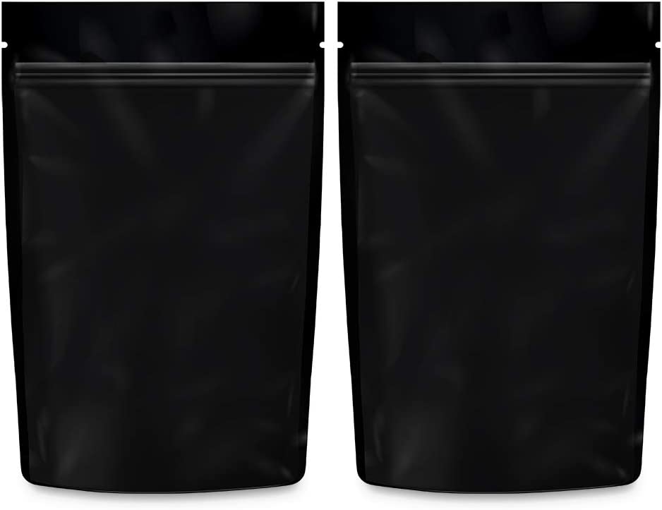 Loud Lock 1 Ounce Mylar Smell Proof Vacuum Seal Bags - 100 Count All Black - Discreet Smoker