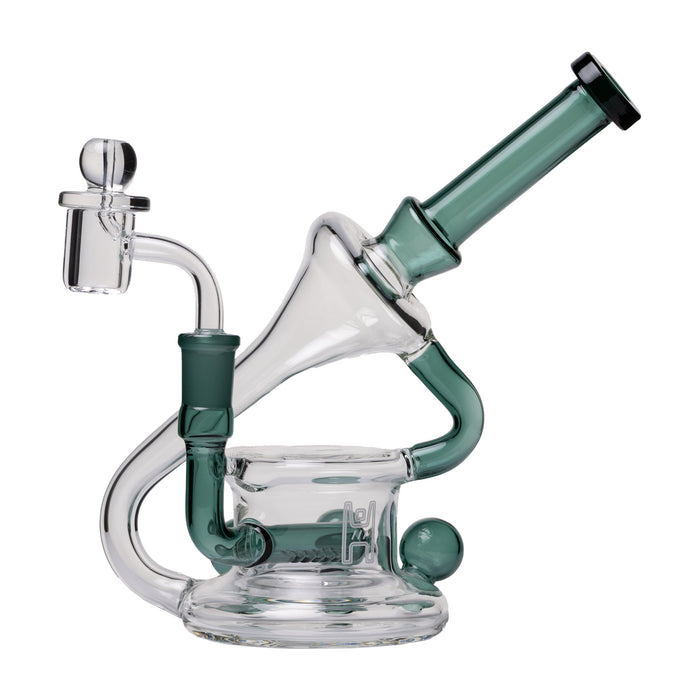 Human Grade 7.5" Recycler 45 (Triple Marble) Glass Dab Rig, Lake Green
