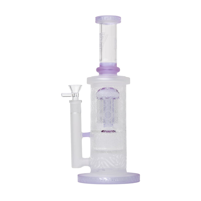 Human Grade Sacred Straight Sandblasted Glass Water Pipe, Lavender
