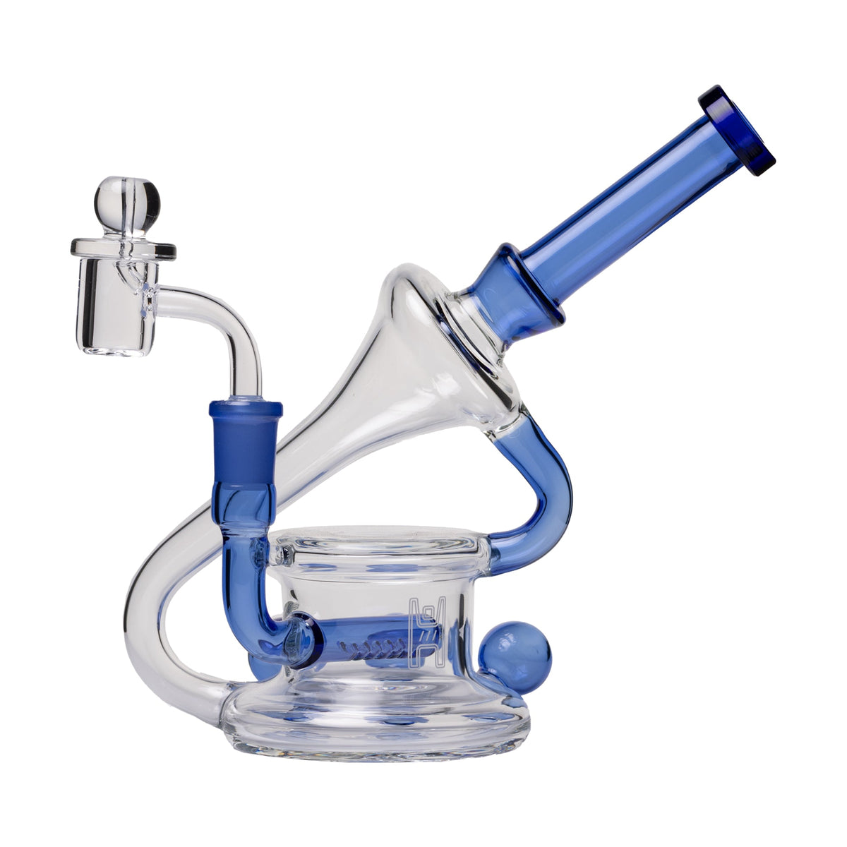 Human Grade 7.5" Recycler 45 (Triple Marble) Glass Dab Rig - Discreet Smoker
