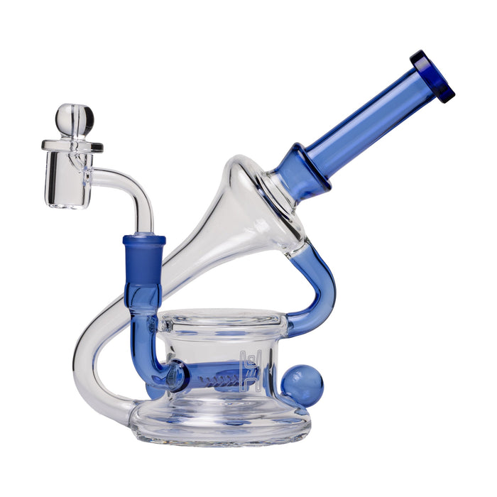 Human Grade 7.5" Recycler 45 (Triple Marble) Glass Dab Rig, Light Blue