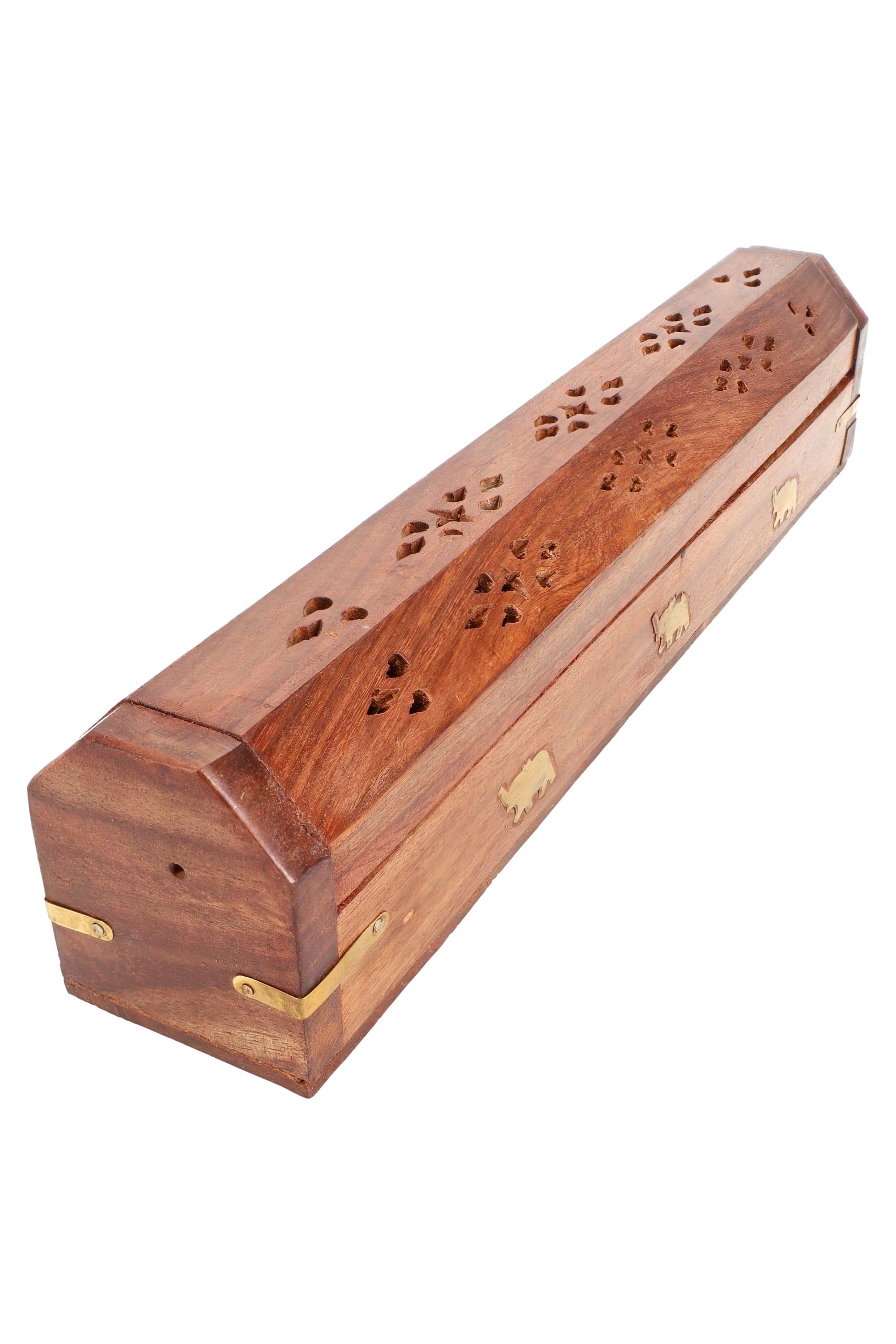 12″ Wood Incense Box – Metal Inlay - Discreet Smoker