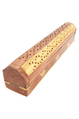 12″ Wood Incense Box – Metal Inlay - Discreet Smoker