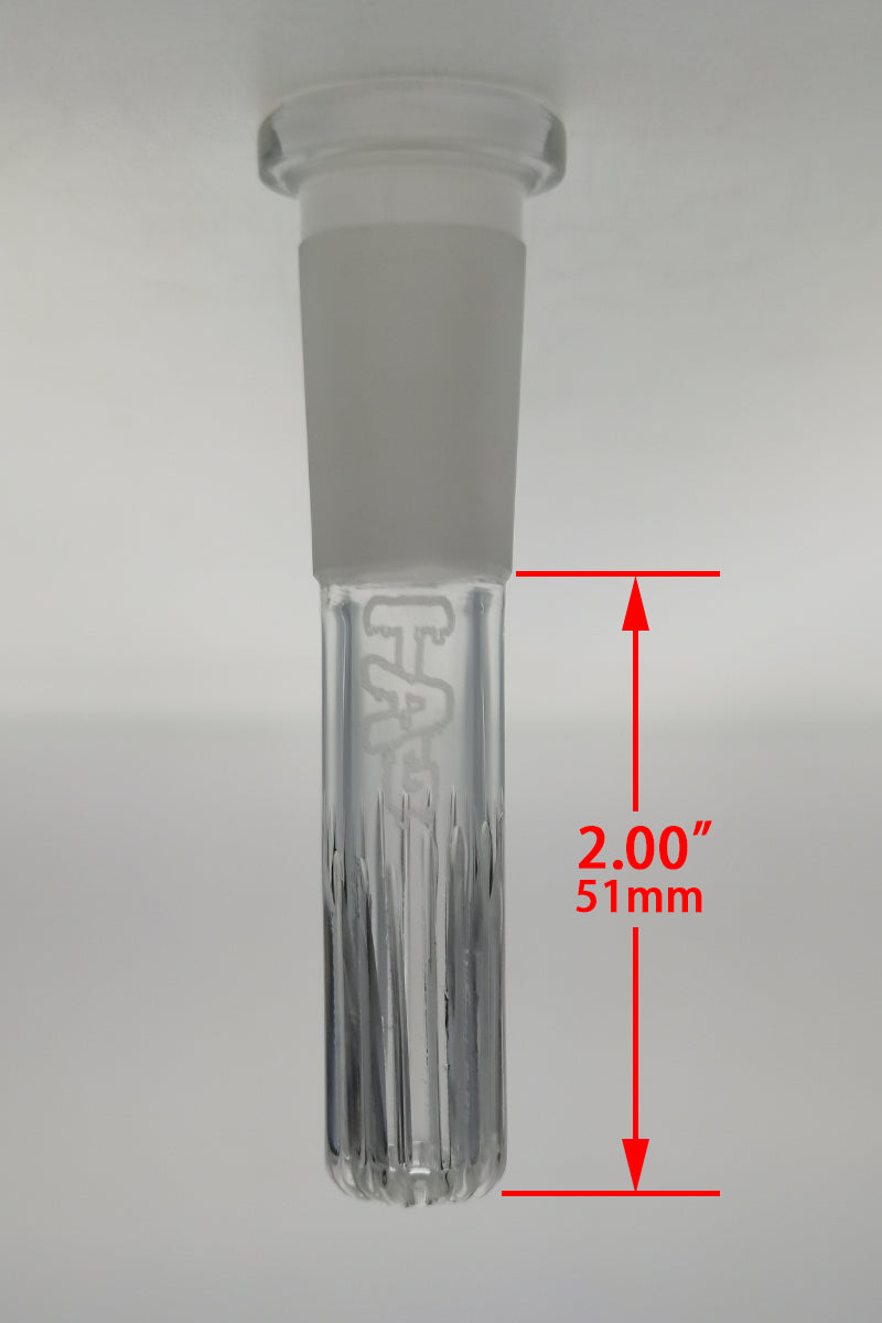 TAG - 18/14MM Open End Rounded Super Slit Showerhead Downstem - Discreet Smoker