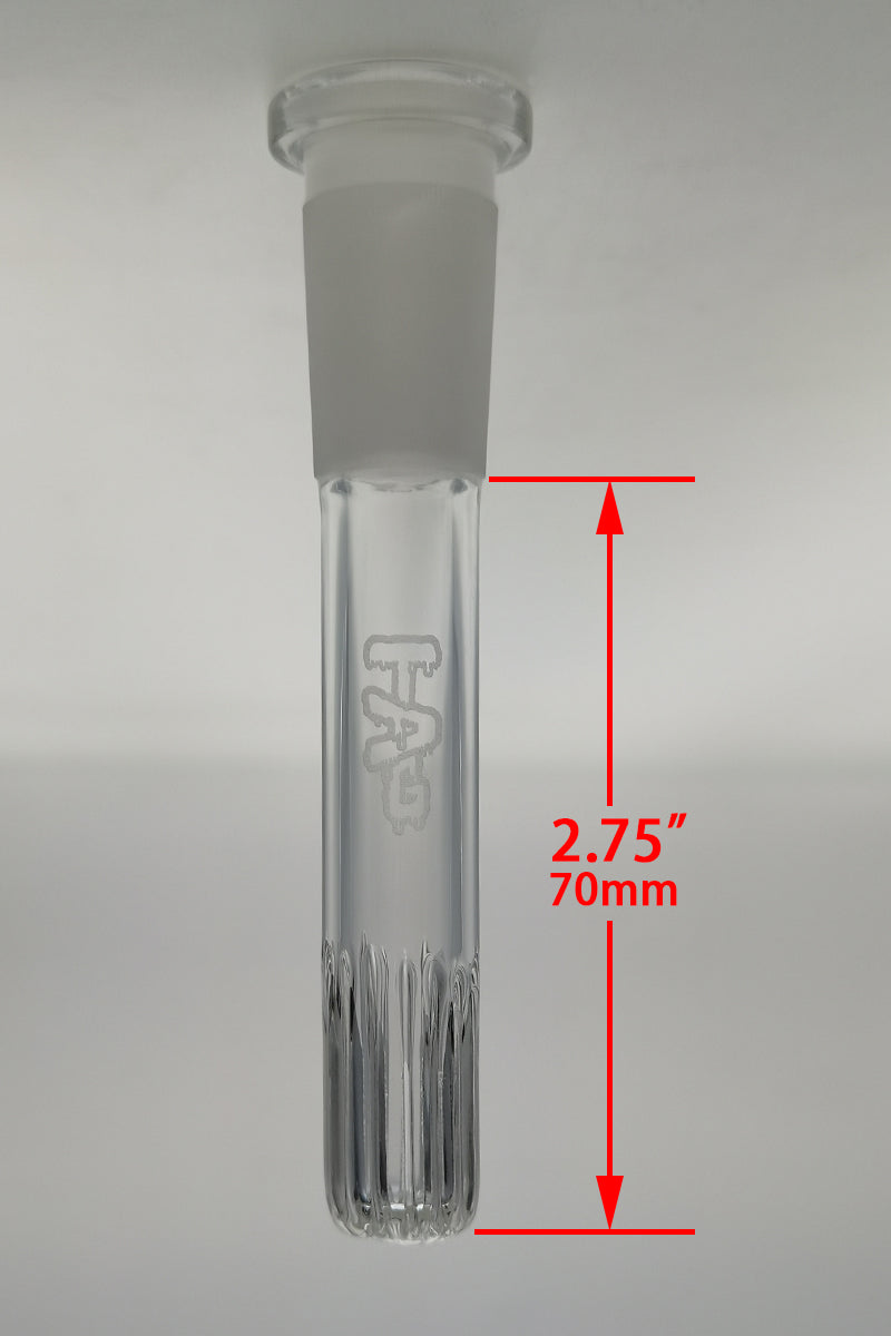 TAG - 18/14MM Open End Rounded Super Slit Showerhead Downstem - Discreet Smoker