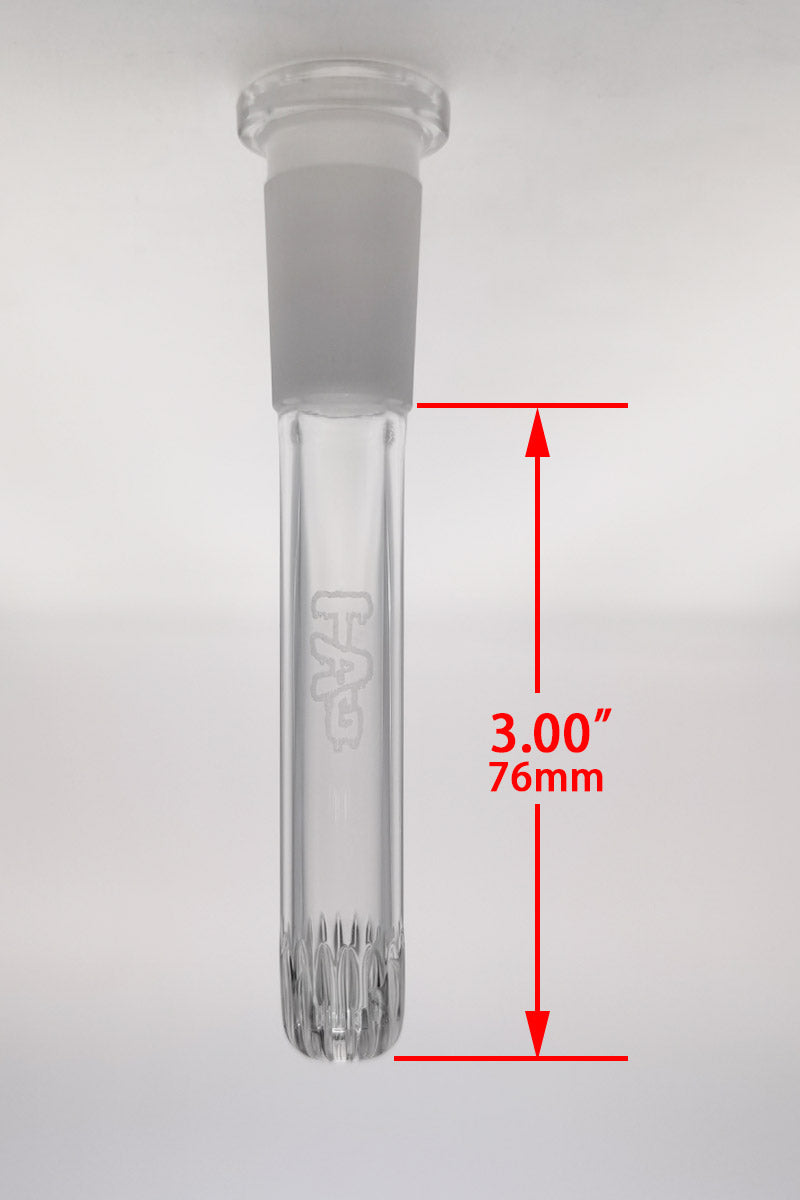 TAG - 18/14MM Open End Rounded Super Slit Showerhead Downstem - Discreet Smoker