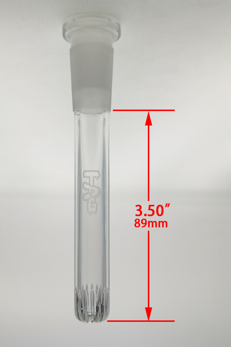 TAG - 18/14MM Open End Rounded Super Slit Showerhead Downstem - Discreet Smoker