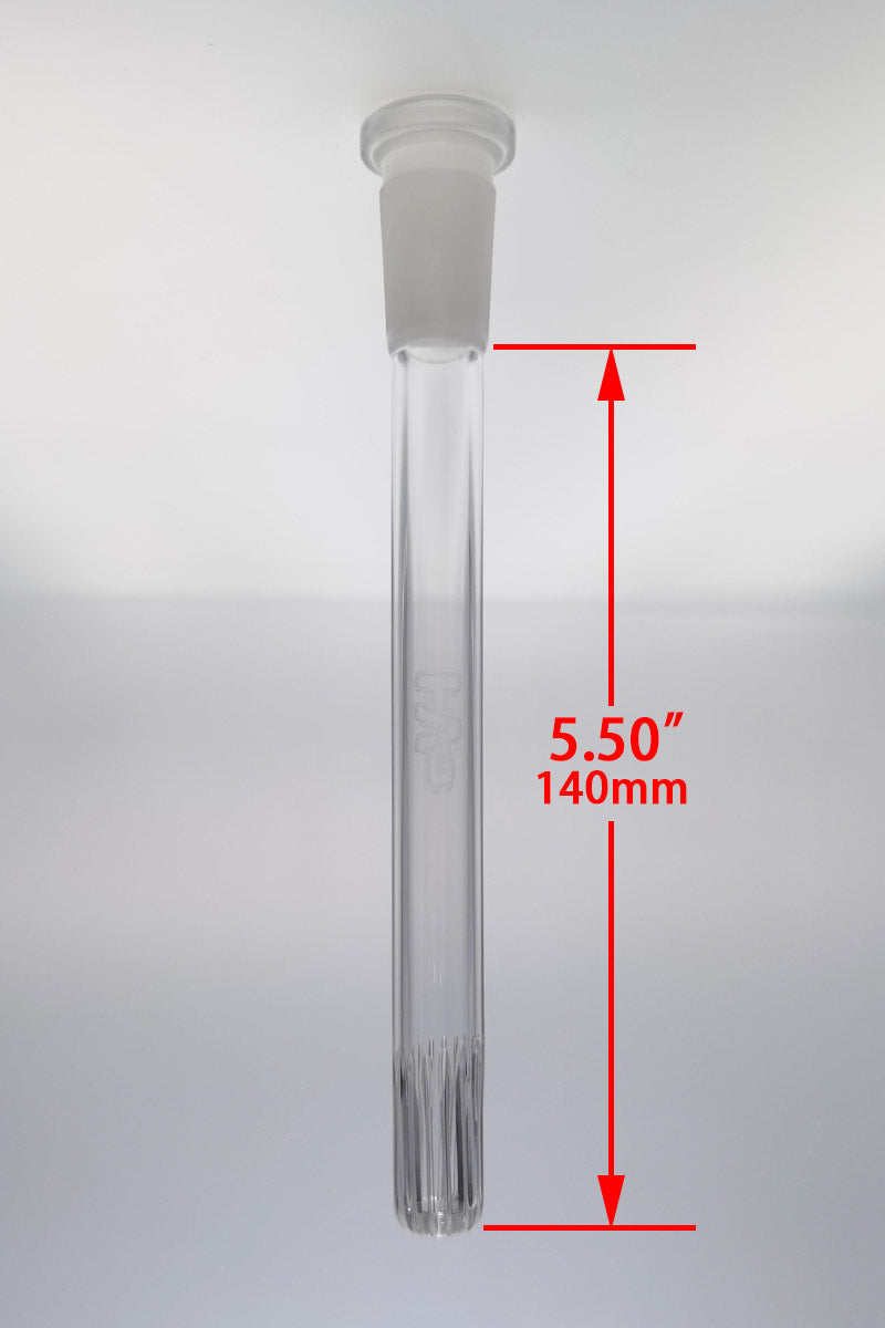 TAG - 18/14MM Open End Rounded Super Slit Showerhead Downstem - Discreet Smoker