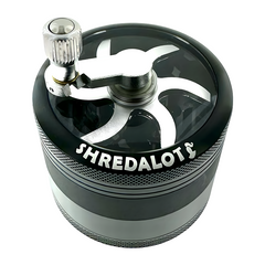 Sir Shredalot Crank Top 4 Piece Metal Herb Grinder - 63mm - Discreet Smoker