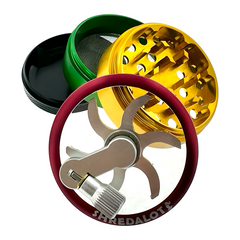 Sir Shredalot Crank Top 4 Piece Metal Herb Grinder - 63mm - Discreet Smoker