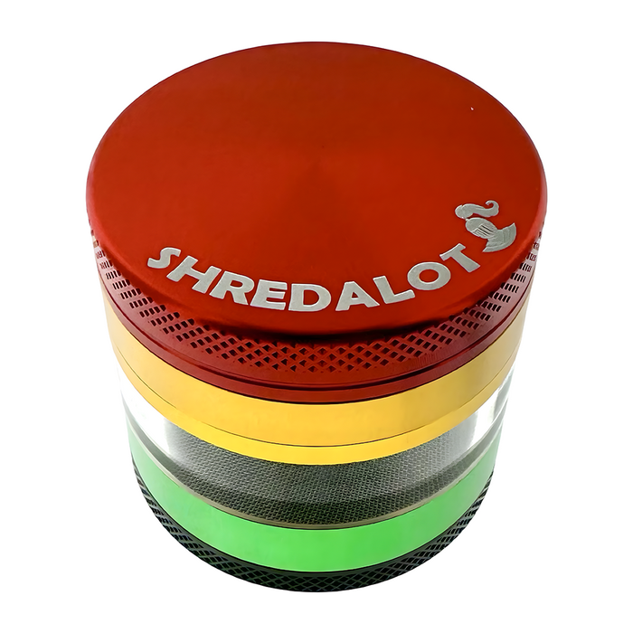 Sir Shredalot 4 Piece Window Chamber Metal Herb Grinder - 63mm, Rasta