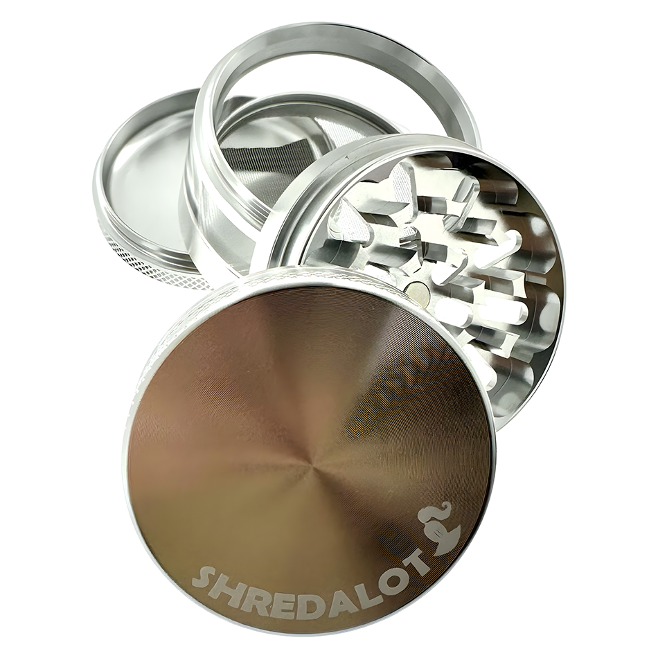 Sir Shredalot 4 Piece Window Chamber Metal Herb Grinder - 63mm - Discreet Smoker