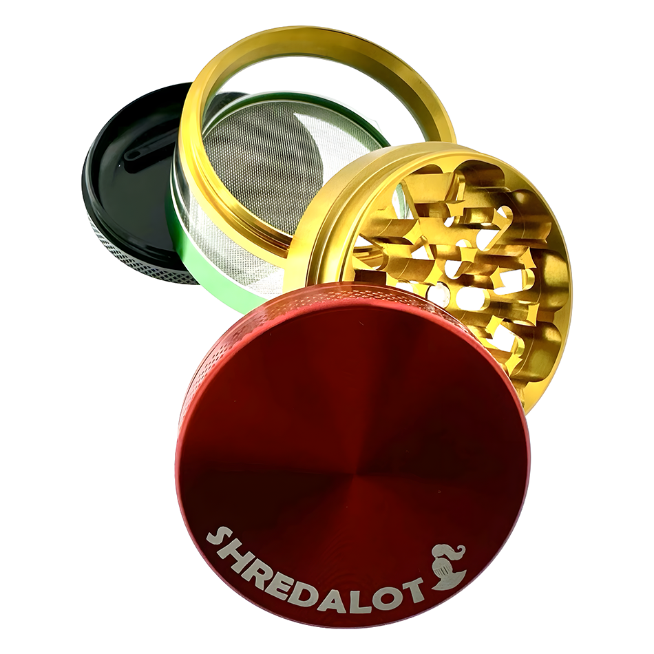 Sir Shredalot 4 Piece Window Chamber Metal Herb Grinder - 63mm - Discreet Smoker