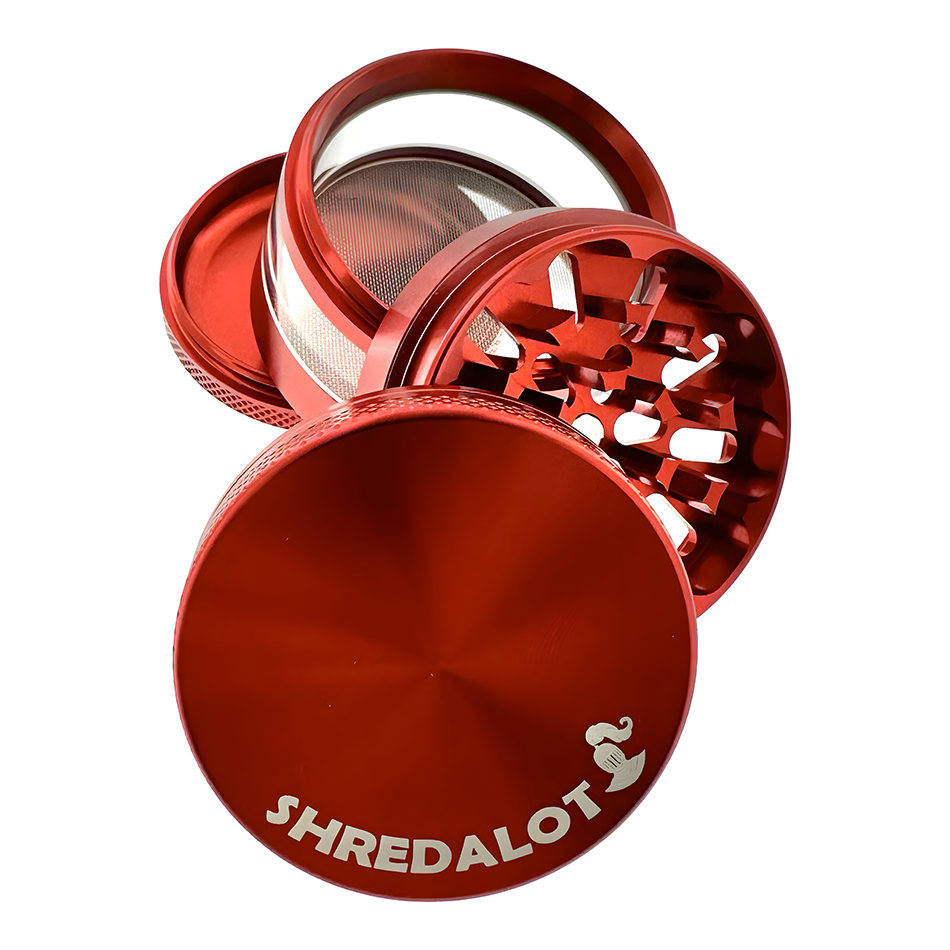 Sir Shredalot 4 Piece Window Chamber Metal Herb Grinder - 63mm - Discreet Smoker
