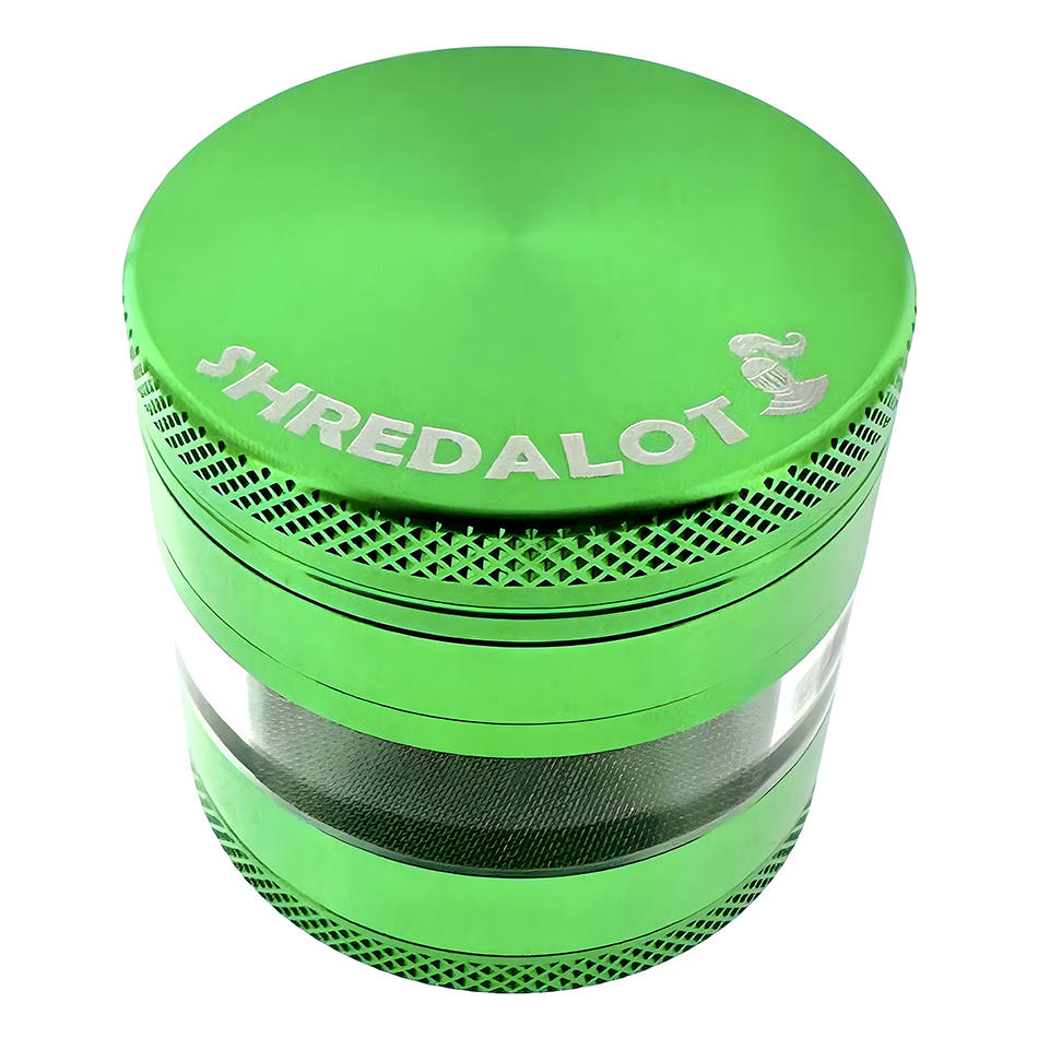Sir Shredalot 4 Piece Window Chamber Metal Herb Grinder - 63mm - Discreet Smoker