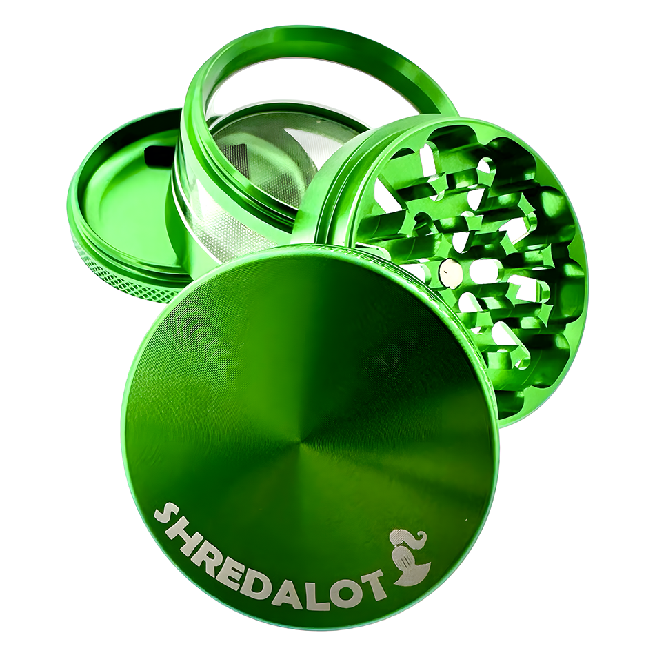 Sir Shredalot 4 Piece Window Chamber Metal Herb Grinder - 63mm - Discreet Smoker