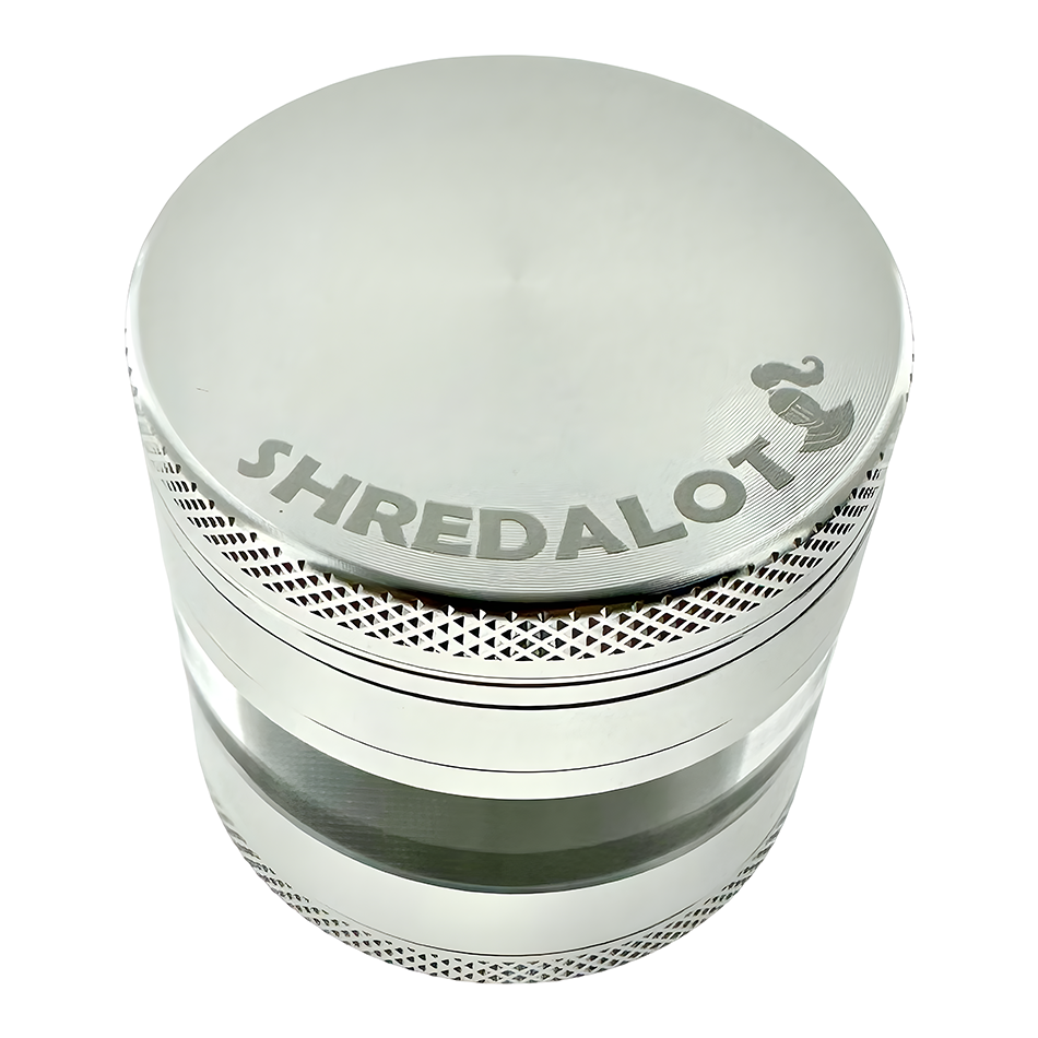 Sir Shredalot 4 Piece Window Chamber Metal Herb Grinder - 63mm - Discreet Smoker