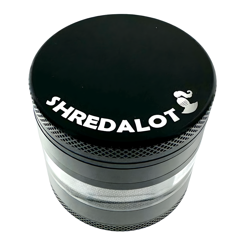 Sir Shredalot 4 Piece Window Chamber Metal Herb Grinder - 63mm - Discreet Smoker