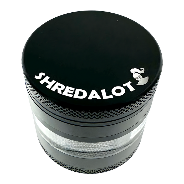 Sir Shredalot 4 Piece Window Chamber Metal Herb Grinder - 63mm, Black