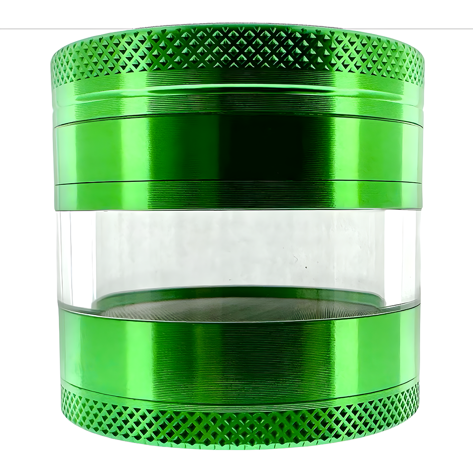 Sir Shredalot 4 Piece Window Chamber Metal Herb Grinder - 63mm - Discreet Smoker
