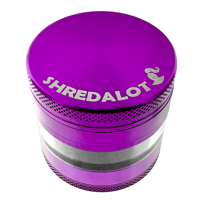 Sir Shredalot 4 Piece Window Chamber Metal Herb Grinder - 63mm, Purple