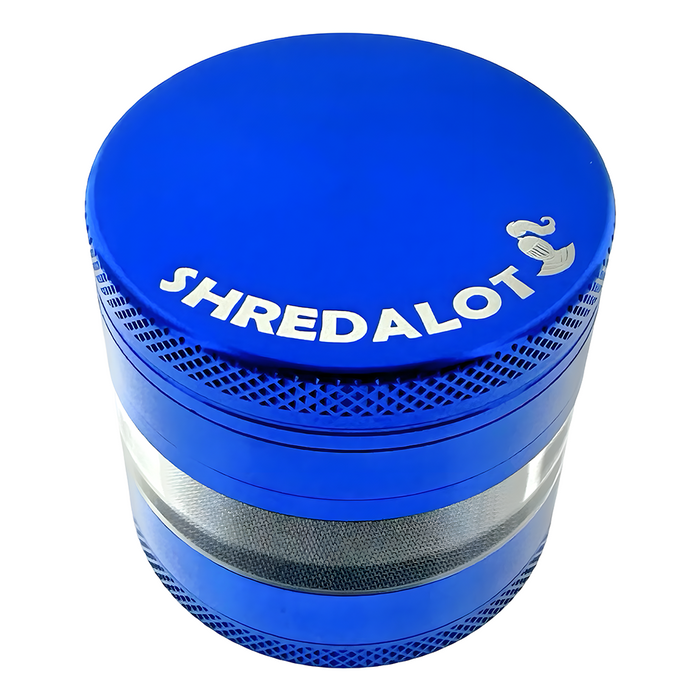 Sir Shredalot 4 Piece Window Chamber Metal Herb Grinder - 63mm, Blue