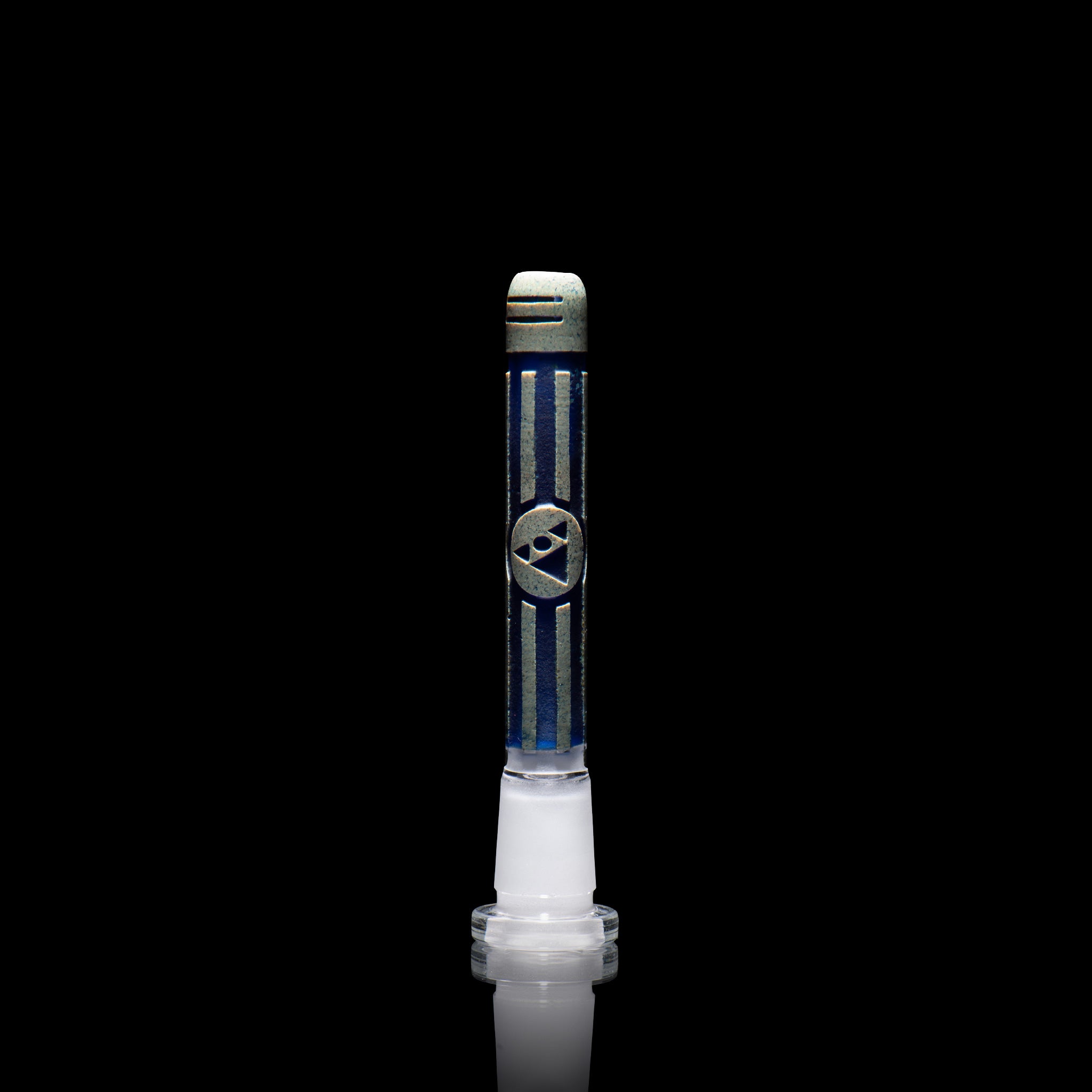 Universe Technicolor 4.75" Silver and Dark Blue Frit Downstem - Discreet Smoker
