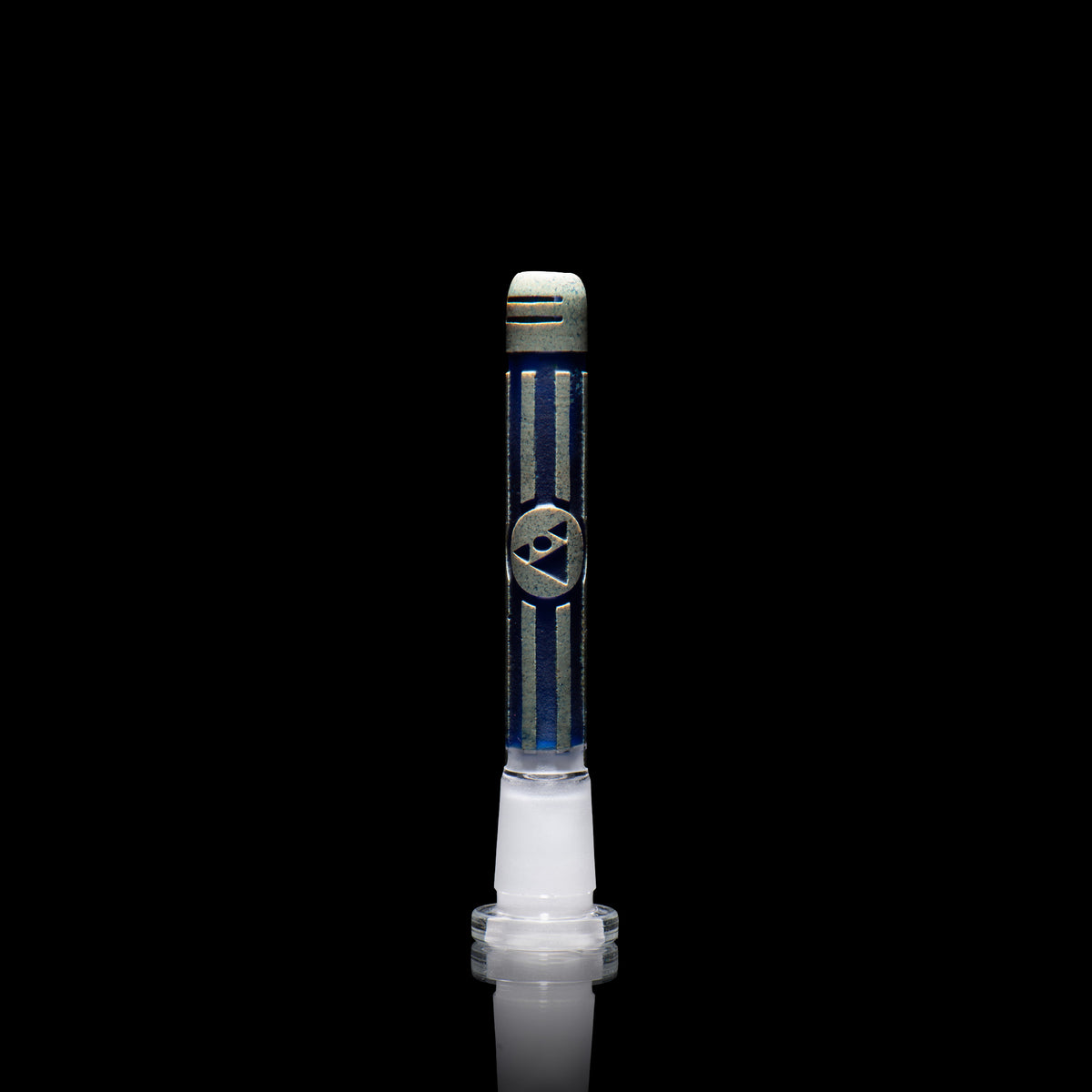 Universe Technicolor 4.75" Silver and Dark Blue Frit Downstem - Discreet Smoker