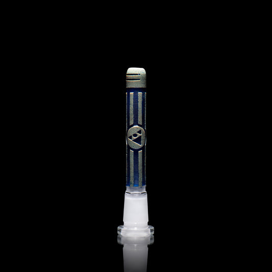 Universe Technicolor 4.75" Silver and Dark Blue Frit Downstem - Discreet Smoker