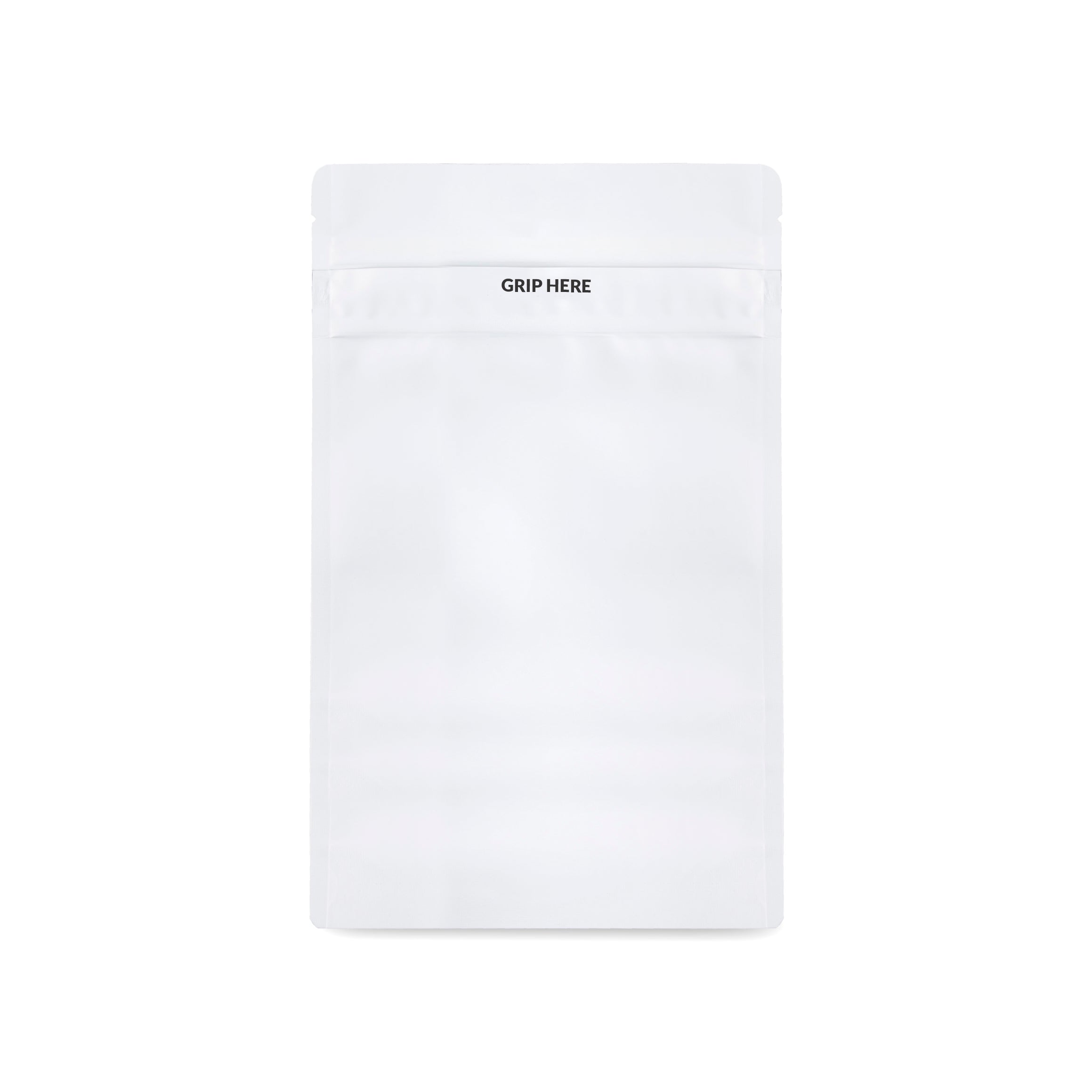 Loud Lock 1/2 Grip N Pull Mylar Smell Proof Child Safe Vacuum Seal Bags - 100 Count All White - Discreet Smoker