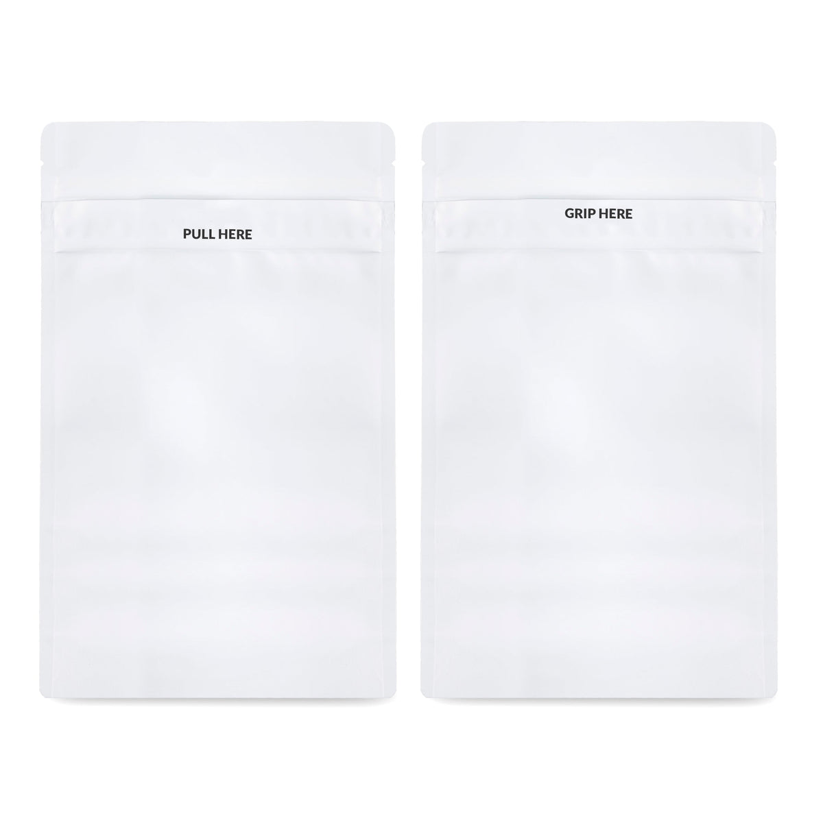 Loud Lock 1/2 Grip N Pull Mylar Smell Proof Child Safe Vacuum Seal Bags - 100 Count All White - Discreet Smoker