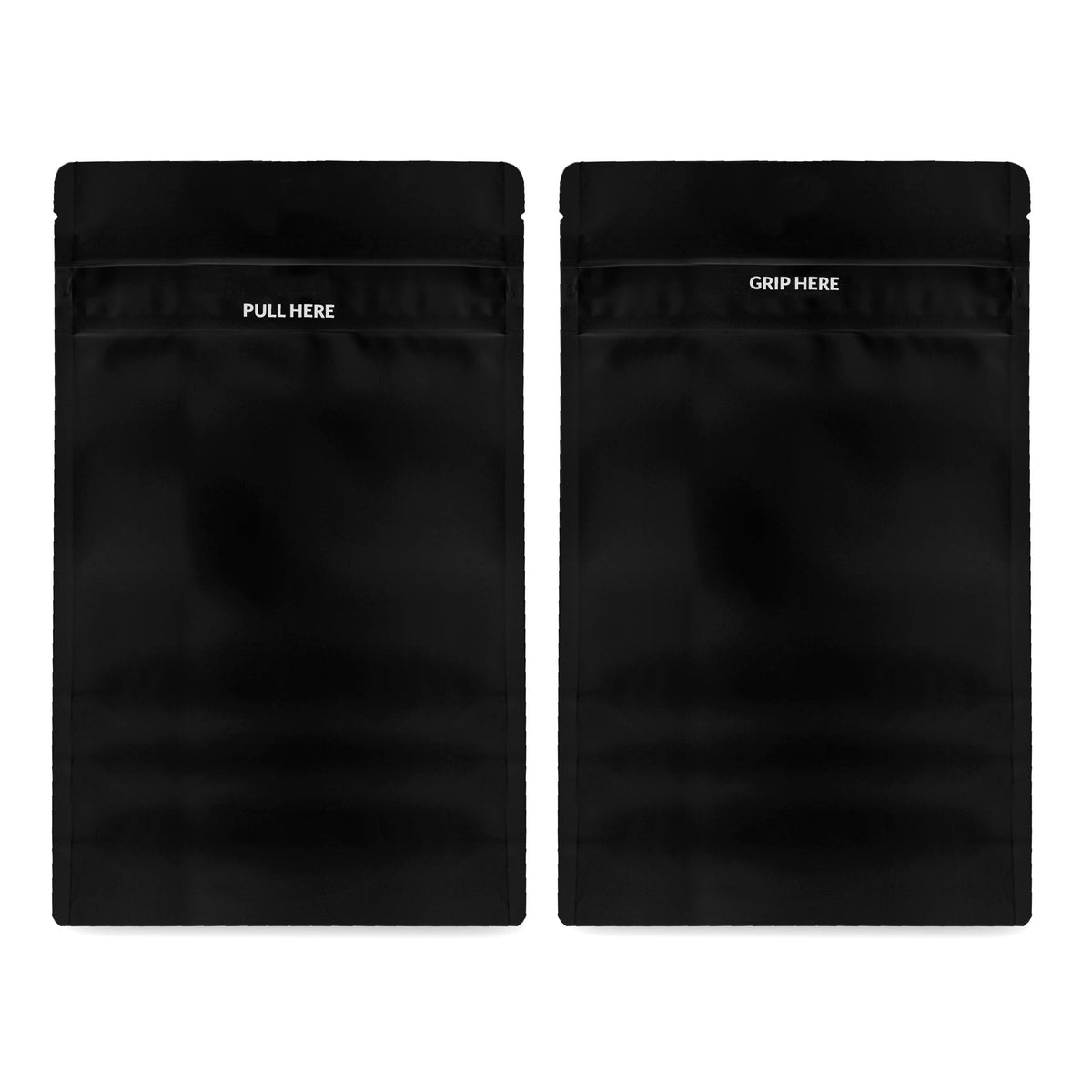 Loud Lock 1/2 Grip N Pull Mylar Smell Proof Child Safe Vacuum Seal Bags - 100 Count All Black - Discreet Smoker