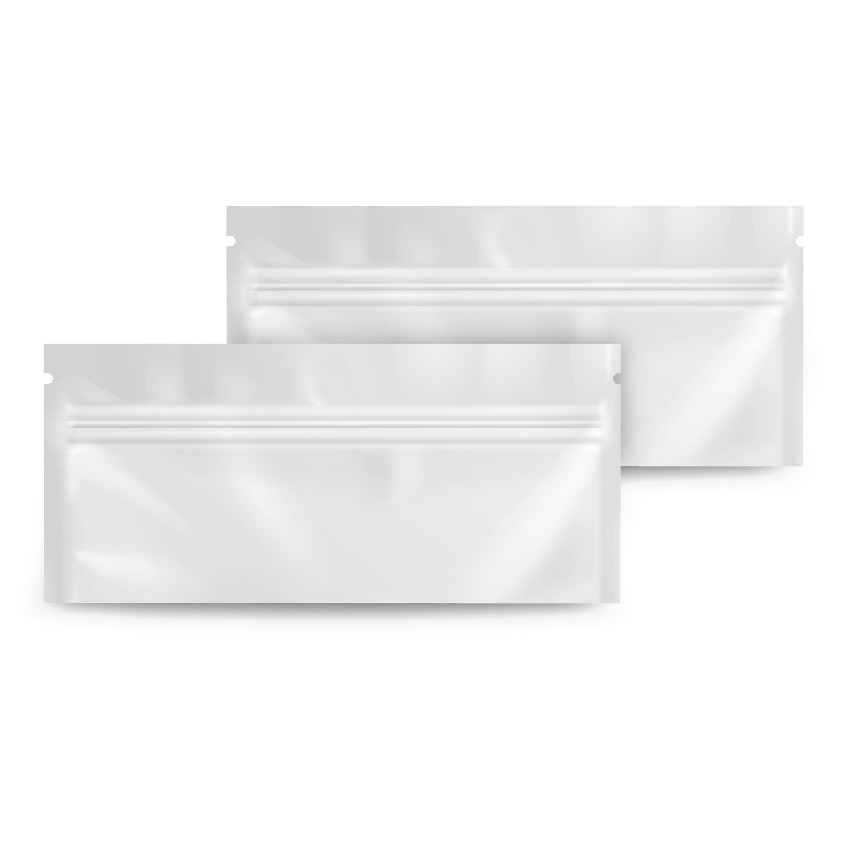 Loud Lock Pre Roll Mylar Smell Proof Vacuum Seal Bags - 100 Count All White - Discreet Smoker