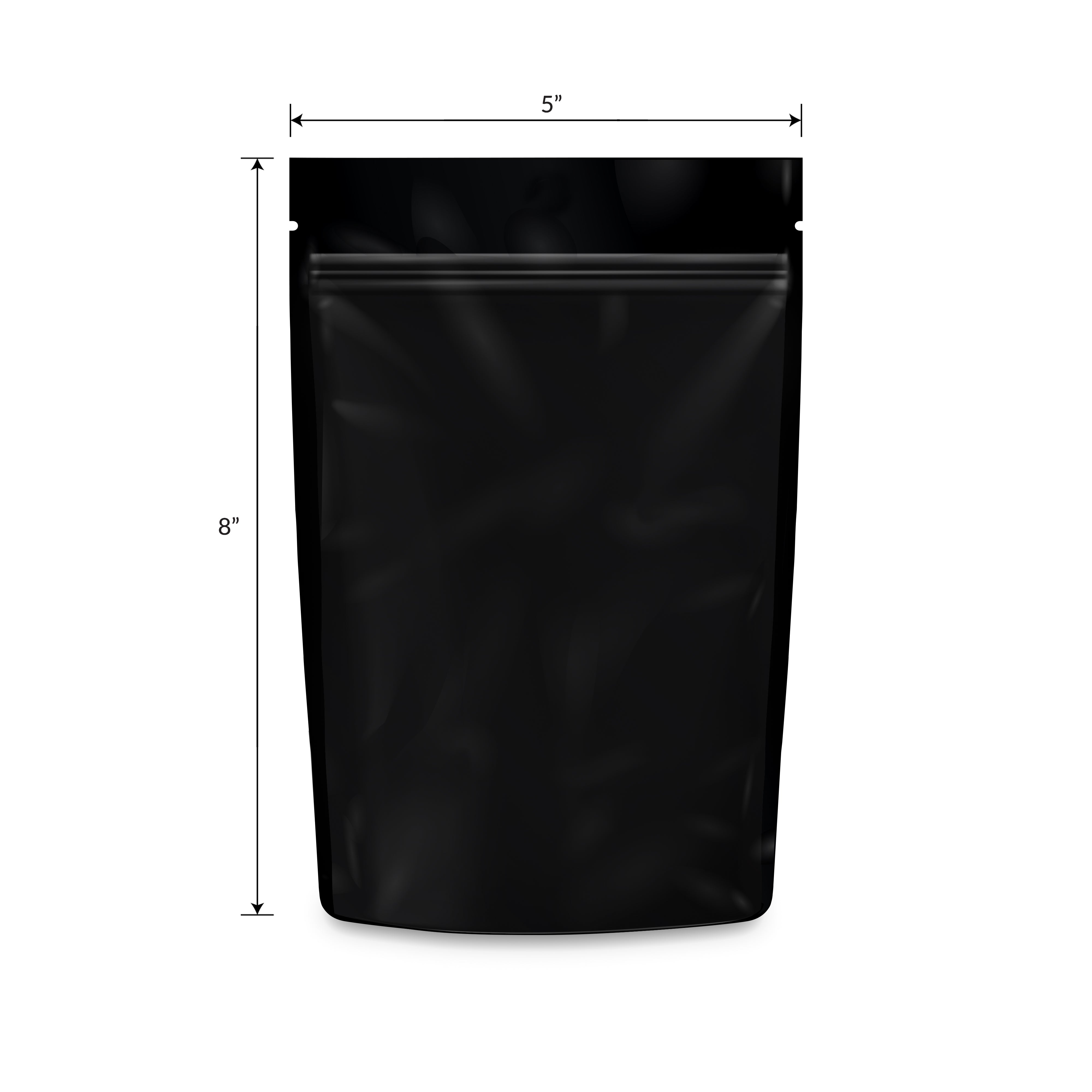 Loud Lock 1/2 Ounce Mylar Smell Proof Vacuum Seal Bags - 100 Count All Black - Discreet Smoker