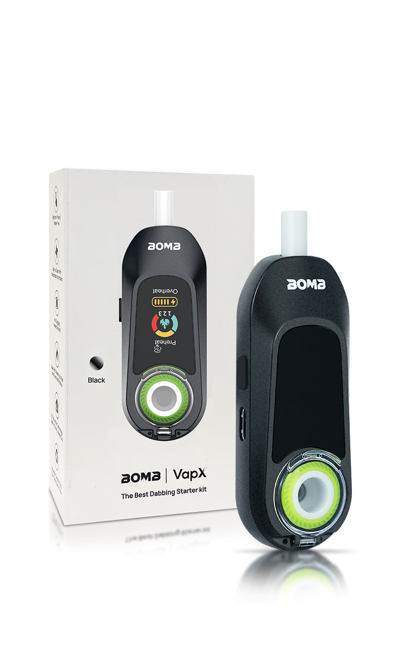 Bomb × VapX Magic Bean Mobile Vaporizer - Onyx Black - Discreet Smoker