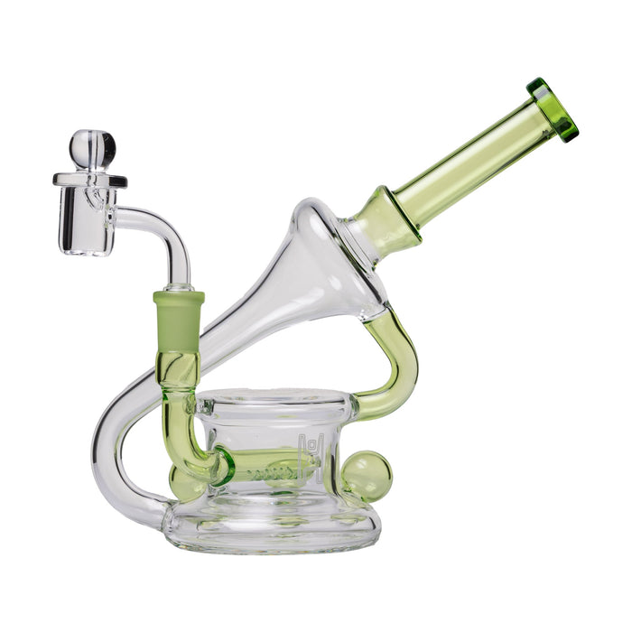Human Grade 7.5" Recycler 45 (Triple Marble) Glass Dab Rig, Matrix Green