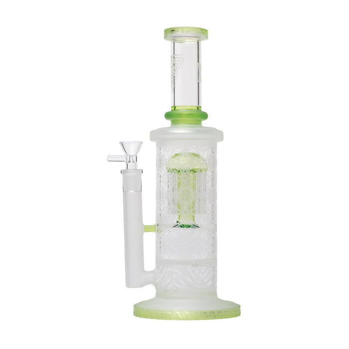 Human Grade Sacred Straight Sandblasted Glass Water Pipe, Matrix Green
