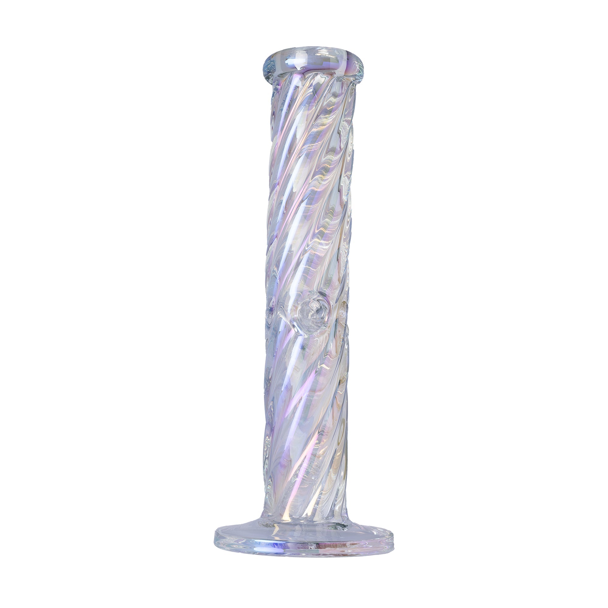 Human Grade Twisted Iridescent Tube Glass Water Pipe - Discreet Smoker