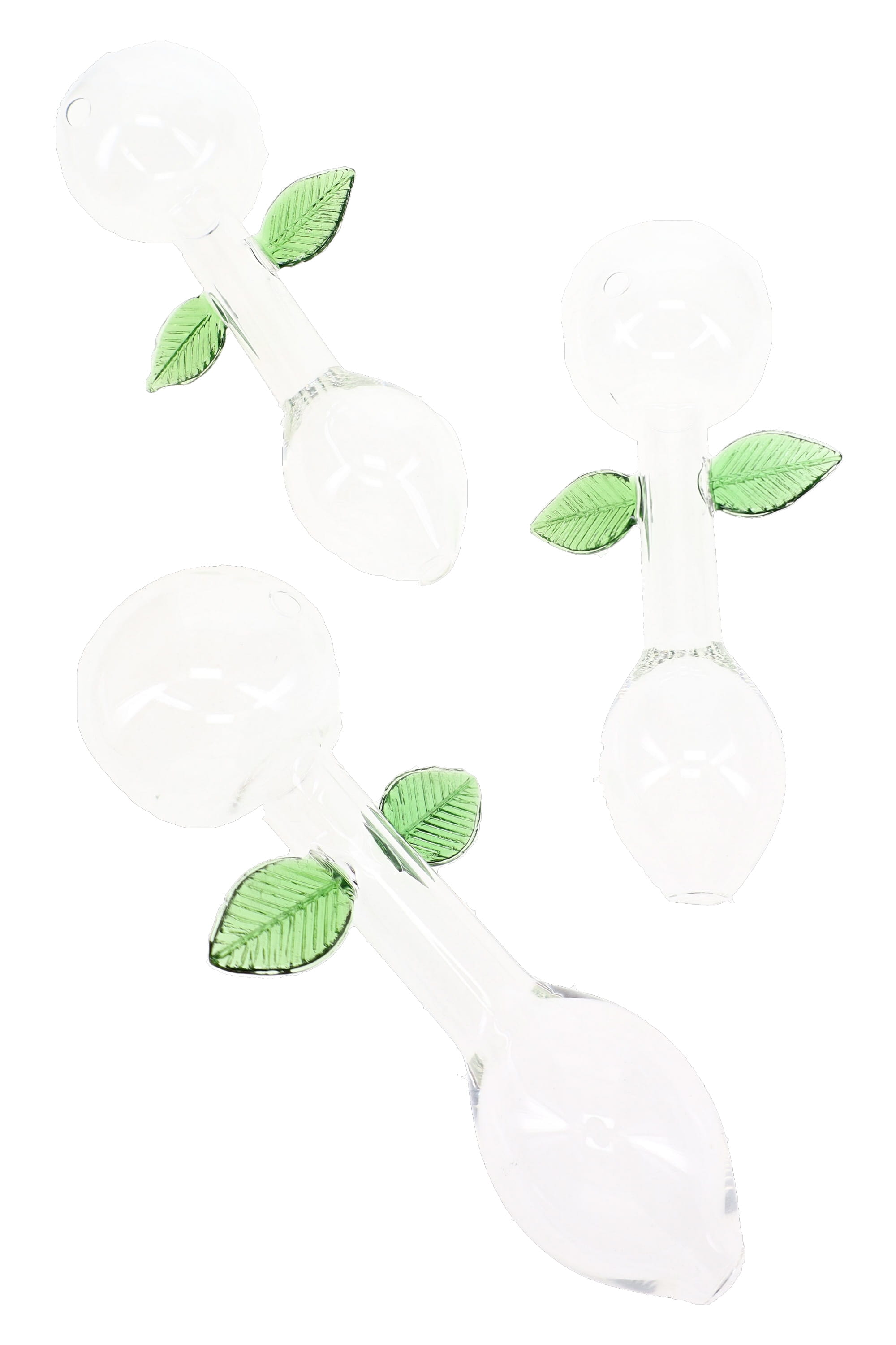 Clear Glass Leaf Oil Burner Pipe “Botanical Bulb” – 7″ - Discreet Smoker