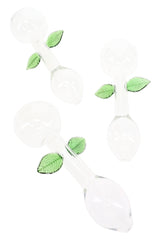 Clear Glass Leaf Oil Burner Pipe “Botanical Bulb” – 7″ - Discreet Smoker
